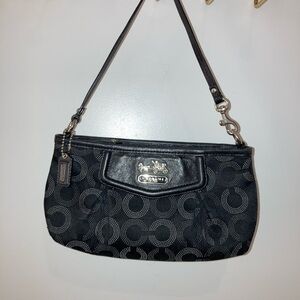 Coach Black and Silver Wristlet Clutch